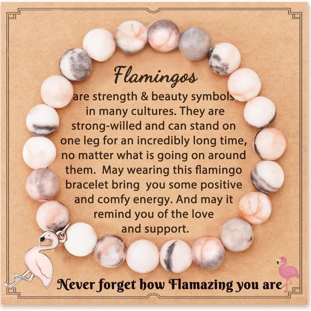 Stone Flamingo Bracelet Women Gift Strength Beauty Positive Energy